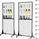 2-Pack 2'x5.5' Ft Gridwall Panel Display Stands 2'x5.5' Ft, Heavy Duty Floor Standing Retail Display Rack with Triangle Base for Retail Art Show