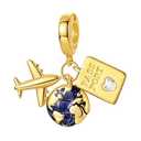 ASULIIAS Golden Airplane Passport Charm 925 Sterling Silver Charms Fits Women's Charm Bracelet and Necklace Bead Charms Jewelry Gifts for Sister Friend