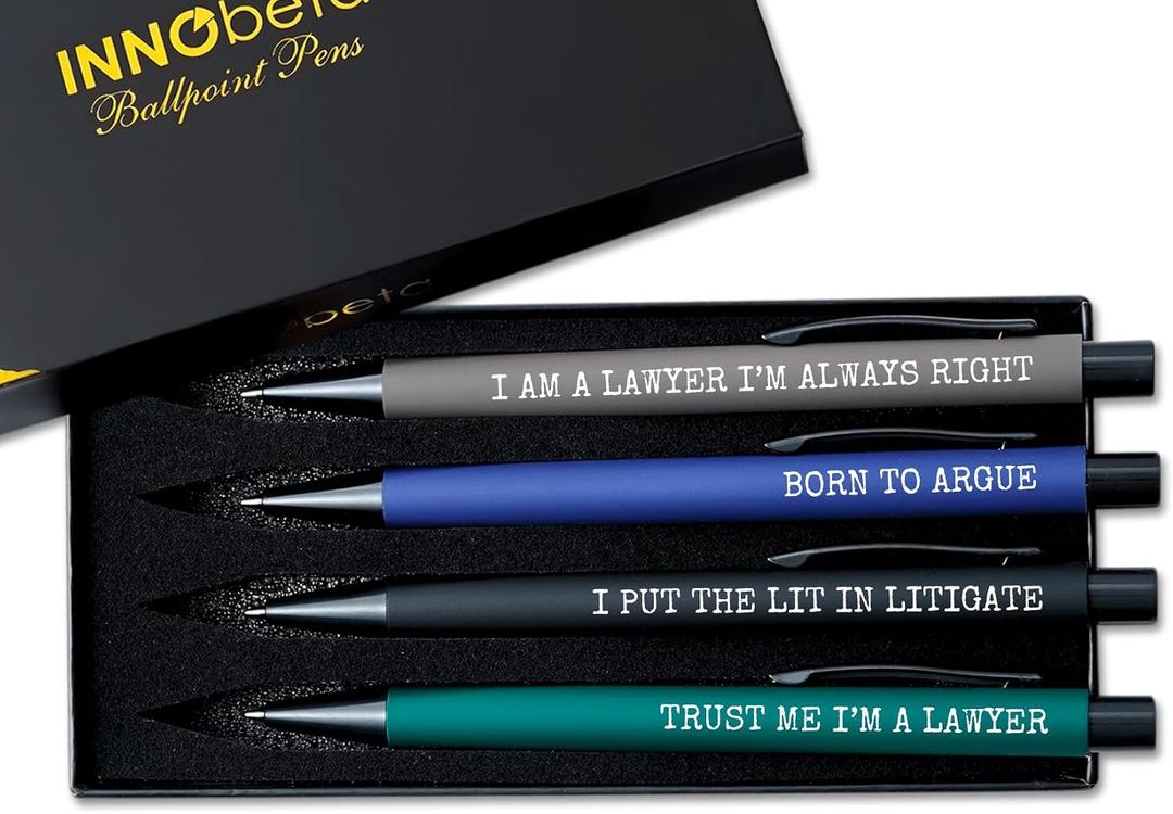 InnoBeta Lawyer Gifts Ballpoint Pen Set of 4, Funny Lawyer Gifts for Men, Office Tools for Lawyer Day, Birthday, Christmas - Best Ever