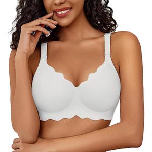 Avidlove Seamless Bras for Women Comfort Wireless Bras Full Coverage Push Up Bralette Smooth Everyday Bra Regular and Plus (Small, White)