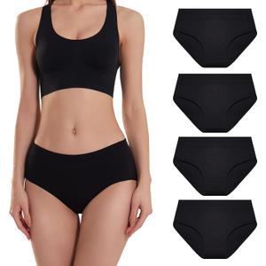 SERISIMPLE Viscose Bamboo Women Luxury Underwear Silky Comfy Ultra Soft Briefs Stretch High&Mid Waist Panties 4 pack, XL