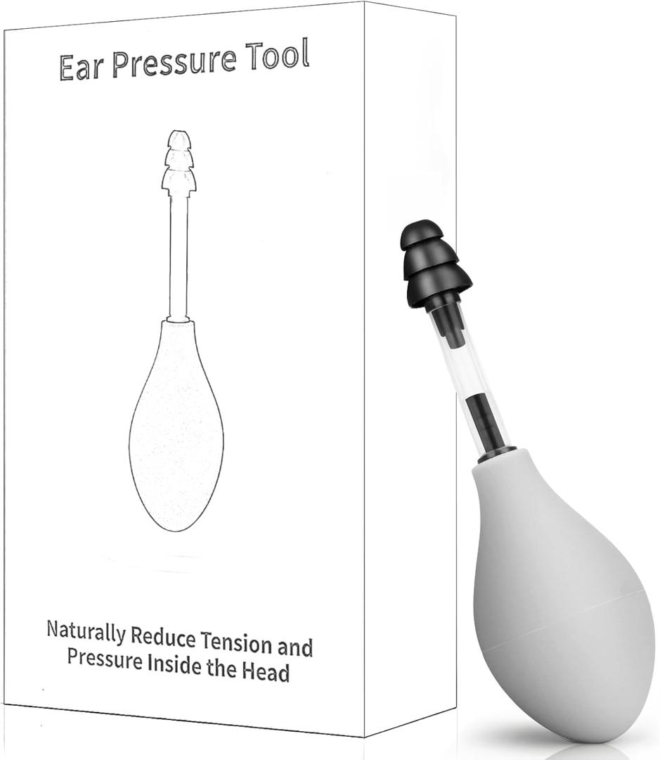 Ear Pain Relief Tool, Natural Ear Pressure Relief Device, Instant & Sustained Relief Migraine Ear, Instant Migraine and Headache Alleviation Through Targeted Inner Ear Stimulation (Single-Cap, Gray)