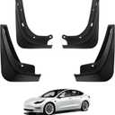 BASENOR 2017-2023 Tesla Model 3 Mud Flaps Splash Guards Fenders No Drilling No Tape Mudflaps All Weather Protector Mudguards for Model 3 Exterior Accessories (Set of 4)
