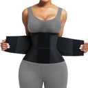 FeelinGirl Waist Trainer Belt Waist Cincher Trimmer Ab Belt Tummy Control Body Shaper with Triple Wrap Women and Men (X-Small, Black)