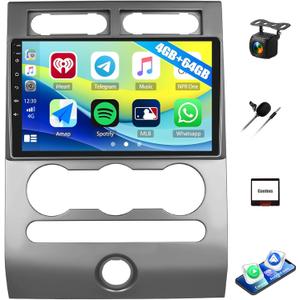 4G+64G Car Radio Stereo for Ford Expedition 2007-2014 with Wireless CarPlay Android Auto 9" Touchscreen Radio Android 13 Car Stereo with GPS Navigation Bluetooth 5.0 32EQ FM Backup Camera (Manual AC)