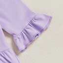 Toddler Girl Halloween Outfit Boo Embroidery Long Sleeve Ruffle Shirt Top Plaid Pants Set 2 Piece Fall Clothes (12-18 Months, Purple)