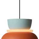 Qufute Mid Century Modern Ceiling Pendant Light, Orange Navy 2 Colors Barn Macaron Shade, Aluminum Nordic Modern Pendant Light Fixture, Colorful Chandelier Pendant Lights for Kids Room, Size L (1 Light)