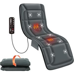 Full Body Massage Mat with Heat, Vibration Back Massage Pad for Chair, Bed, Sofa, Back Massager, Massage Chair Pad, 10 Vibration Motors& 2 Heating Levels (Grey)