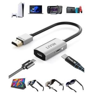 HDMI to USB C Adapter (4K@60Hz) Portable Monitor, AR Glasses XREAL One Air 2 Pro/VITURE Luma/RayNeo Air 3s/Rokid,HDMI Male(Source) to USB C Female(Display) Laptop,PS4/5,Xbox,Switch,ROG Ally,Steam Deck