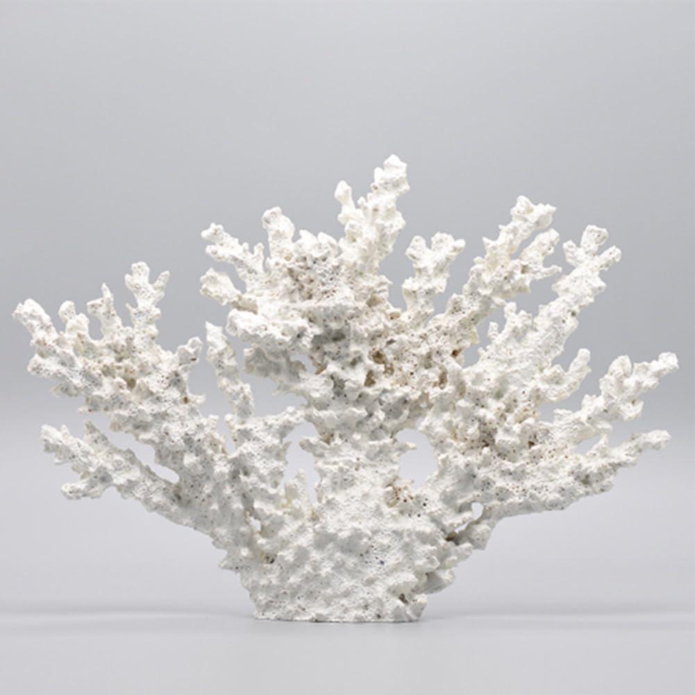White Resin Coral Ornament Mediterranean Style Coral Decorative Resin Statue (Length 12.6 inches)