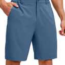 G Gradual Men's Golf Shorts with 5 Pockets 9" Light Weight Stretch Quick Dry Casual Dress Work Shorts for Men (Blue, L)