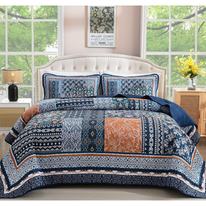 DIY Patchwork Quilt Set California King size Navy blue 112x86
