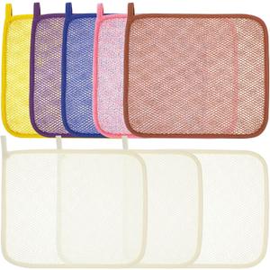 Lurrose Exfoliating Face Washcloth 8pcs Body Scrubber Hanging Bath Cloth African Net Sponge Shower Loofah Skin Wash Towel Facial Makeup Remover for Back Knee Joint
