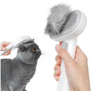 aumuca Cat Brush for Shedding, Cat Brushes for Indoor Cats, Cat Brush for Long or Short Haired Cats, Cat Hair Brush Cat Grooming Deshedding Brush for Dog Kitten Horse Massage Removes Loose Fur, White