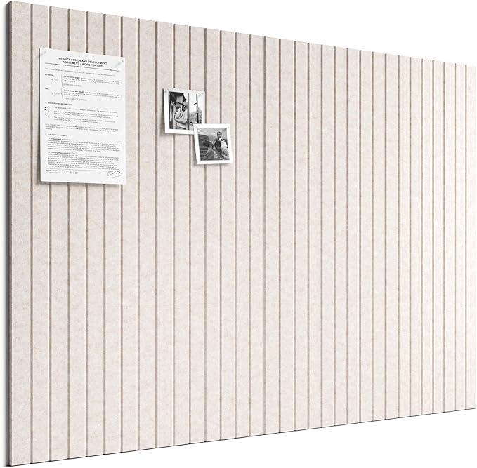 Bumusty Large Cork Board Alternative48 x 36" Felt Bulletin Board Tiles, with 30 Pushpins, 70 Adhesive Tabs, FineStripe 12Pack, Cork Boards for Office Push Pin Board Felt BoardOatmeal