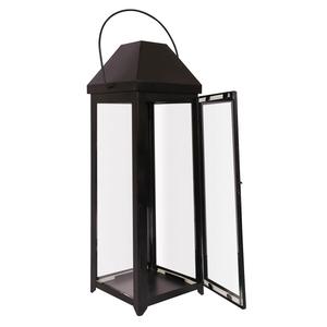 Black Metal Modern Candle Lantern 14"