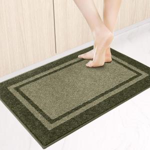 Kitchen Rugs 24" x 36", Non-Slip Machine Washable Kitchen Runner Rugs Floor Mats, Absorbent Comfort Standing Mats for Kitchen, Sink, Laundry and Hallway, Budding Green & Sage Green