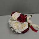 YSOJMAN Bride Bouquets for Wedding Burgundy Artificial Flowers Roses Tossing Bouquet for Bridesmaid for Wedding Ceremony Anniversary