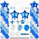 Gejoy 110 Pcs Blue White Balloons Column Stand Kit Adjustable Tower Stand from 1.4 to 6.6 ft with Bases for Graduation Wedding Birthday Baby Shower Party