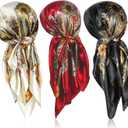 Sintege 3 Pcs 35 Inch Silk Head Scarf Large Square Neck Sleeping Hair Wrapping Satin for Women