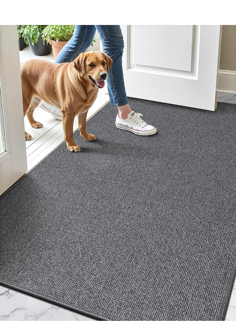 LUMI Indoor Door Mat 36"x56", Ultra Thin Low Profile Non-Slip Doormat for Home Entrance, Absorbent & Stain-Resistant Welcome Mats, Washable Entryway Mat for Front Door, Patio, Porch, Grey