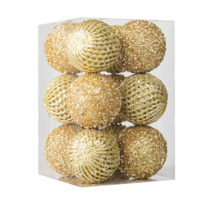 3.15" Christmas Ball Ornaments Glitter Shatterproof Christmas Tree Ornaments Sequin Xmas Hanging Balls Decorations for Wedding Party Holiday(Gold, 12pc-8cm)