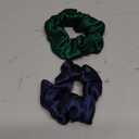 Silk Scrunchies for Hair 100% Mulberry Silk Hair Ties 2 Pack (Navy Blue, Emerald)