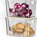 Delamu 2 Set Pantry Organizers and Storage,Trash Bag Dispenser with Bamboo Top,Stackable Trash Bag Dispenser Under Sink Organizer for 4-30 GalBags,Onion,Potato,Fruits,Gray(11.22" L*7" W*7.12" H)
