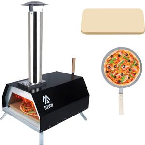 QD740-ELPO-WSP1 Maker Portable Stainless Steel Grill Outdoors Peel Stone, 20'' Pizza Oven, Chrome