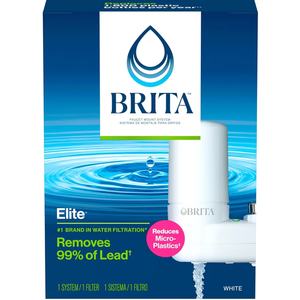Brita Faucet Mount Water Filter System, White, No-Wait Filtration, Easy Install, Multi-Use Tap Water Filter for Kitchens, Bathrooms & Small Spaces