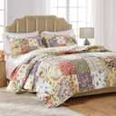 Greenland Home Blooming Prairie 100% Cotton Authentic Patchwork Reversible Quilt Set, 3-Piece King/Cal King, King/California King