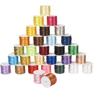 PH PandaHall 328 Yards 2mm Satin Nylon Trim Cord 328 Yards Rattail Silk Cord Bracelet String Beading String for Necklace Macrame Friendship Bracelet Chinese Knot Dream Catchers Braid Hair (30 Colors (328yards))