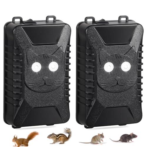 Ultrasonic Rodent Mouse Squirrel Repellent,Plug-in Under Hood Rodent Deterrent for Car Engines,Battery Operated Rat Repellent for Car,Keep Rats Mice Out of Indoor,Replace Mouse Traps (2 Pcs)