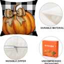 Artscope Fall Pillow Covers 18x18 Inch Set of 4, Hello Fall Hello Pumpkin Buffalo Plaid Maple Leaves Harvest Outdoor Decorative Farmhouse Pillow Cases for Home Sofa Couch-Orange B