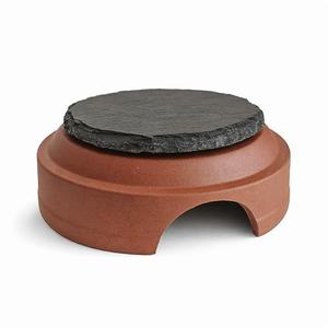 JINYOND Ceramic Reptile Hide with Removable Slate Basking Platform, Humid Hide Cave for Leopard Gecko, Small Lizards, Snakes & Terrariums