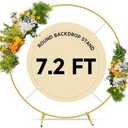 7.2ft Round Backdrop Stand Circle Gold Balloon Arch Metal Wedding Backdrop Ring Stand Frame for Party Birthday Baby Shower Flower Decorations Ceremony Anniversary Bridal
