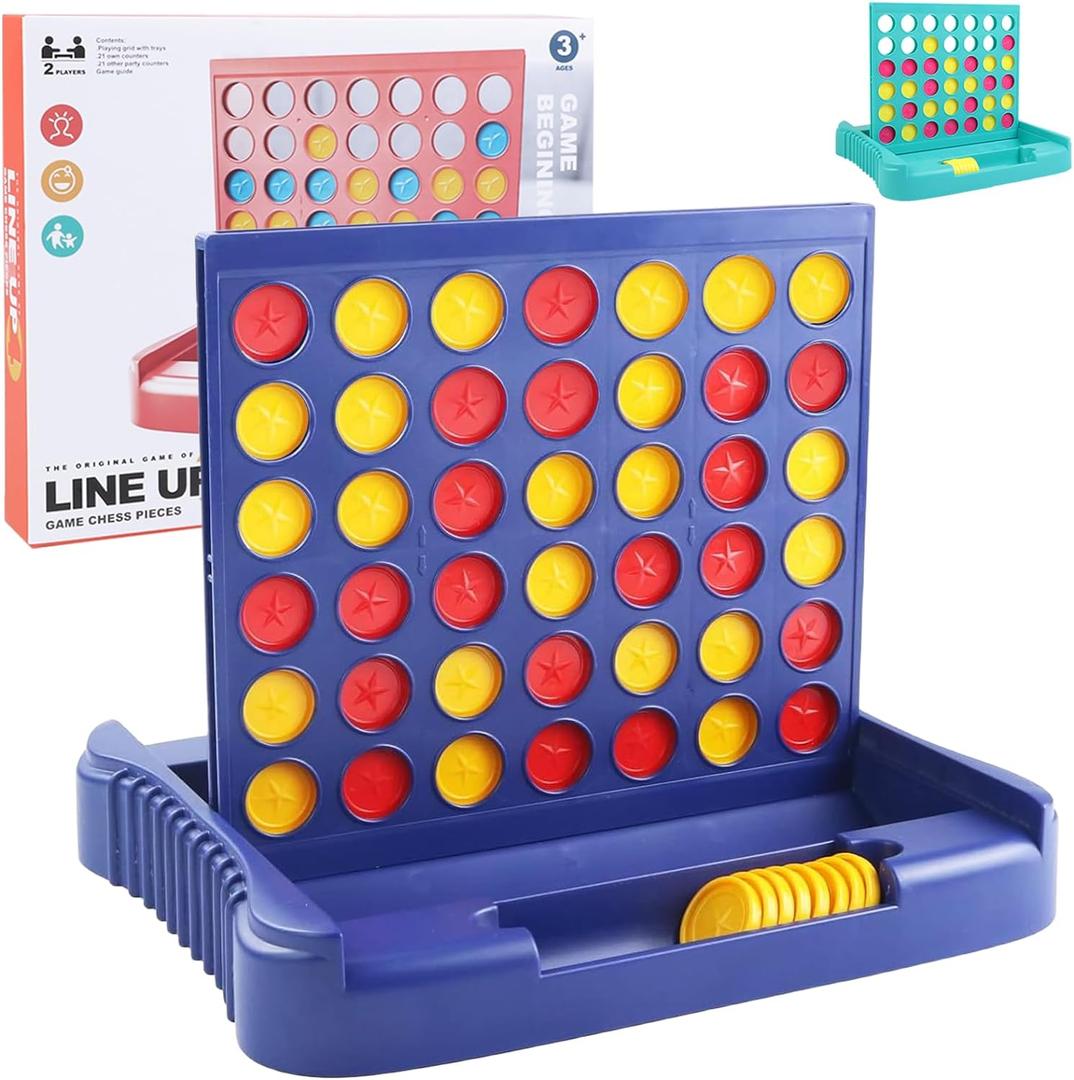 4 in a Row Connect Game, Travel Board Games for Kids Adults, Get 4 in a Row to Win - 9 x 7.4 inches Blue