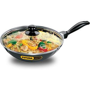 Hawkins Futura Nonstick Stir-Fry Pan 2 L, 26 Cm, 3.25 Mm With Glass Lid, Black