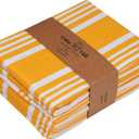 Urban Villa Kitchen Towels 100% Cotton Pack of 6, Highly Absorbent Quick Drying Super Soft Premium Dish Towels for Kitchen with Hanging Loop Hand & Tea Towels - 20x30 Inch, (Yellow & White, Striped)