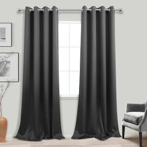KOUFALL 132 Inch Curtains Long,Blackout 2 Panels Set Grommet 11 FT Room Darkening Tall Curtains for Living Room,Dark Grey, 