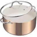 BEZIA 6 Quart Nonstick Stock Pot with Lid, Induction Cooking Pot Pot for All Stovetops, Non-toxic and Oven Safe, PFOA PFAS Free, Golden