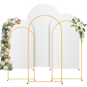 3 Pack Arch Backdrop Stand and Cover Set (7.2/6.6/6FT) Balloon Arch Stand | Wedding Back Drop Arch Stand,Arch for Balloons,Metal Arch Frame for Baby Shower Birthday Party Decoration Garland Decor