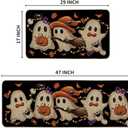 Artoid Mode Cute Ghost Boo Halloween Kitchen Mats Set of 2, Low-Profile Home Decor Kitchen Rugs for Floor - 17x29 and 17x47 Inch