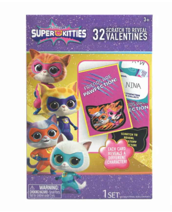 Disney Jr Super Kitties Scratch to Reveal Valentine Cards Exchange Cards Super Kitties Scratch 2 Pack