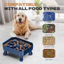 UPSKY Slow Feeder Dog Bowl, 2-in-1 Raised Dog Bowl with Anti-Choking Maze Puzzle, 2-6 Cups Pet Food for Small & Medium Breeds, Interactive Pet Feeder to Slow Eating, Reduce Boredom Blue