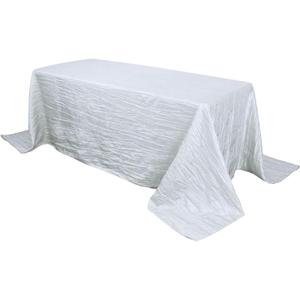 YOUR CHAIR COVERS - 90 x 156 inch Rectangular Crinkle Taffeta Tablecloth - White, Rectangle Table Linens for 8 ft Rectangular Tables, Wedding Crushed Table Cloth