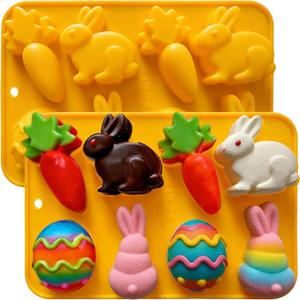 Easter Chocolate Molds, 1 Pack Easter Egg Bunny Shaped Silicon Molds for Chocolate Silicone Easter Molds for DIY Baking Chocolate Candy Jello Ice Cube Muffin Soap Resin Candle Gift Pary supplies