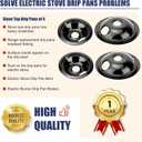 WB31M20 WB31M19 Black Stove Burner Drip Pans Repalcement for G-E Hot-point Stove - 26" 28" Electric Stove Drip Pans by Fetechmate, Porcelain Drip Pans for Electric Stove Top Save 10% Energy - 1 Year