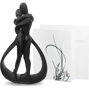 Resin Couple Modern Sculptures Home Decor Romantic Gift for Weddings Valentine's Day and Anniversaries Decoration Figurine for Girlfriend, Bridal Shower, Engagement (Black)