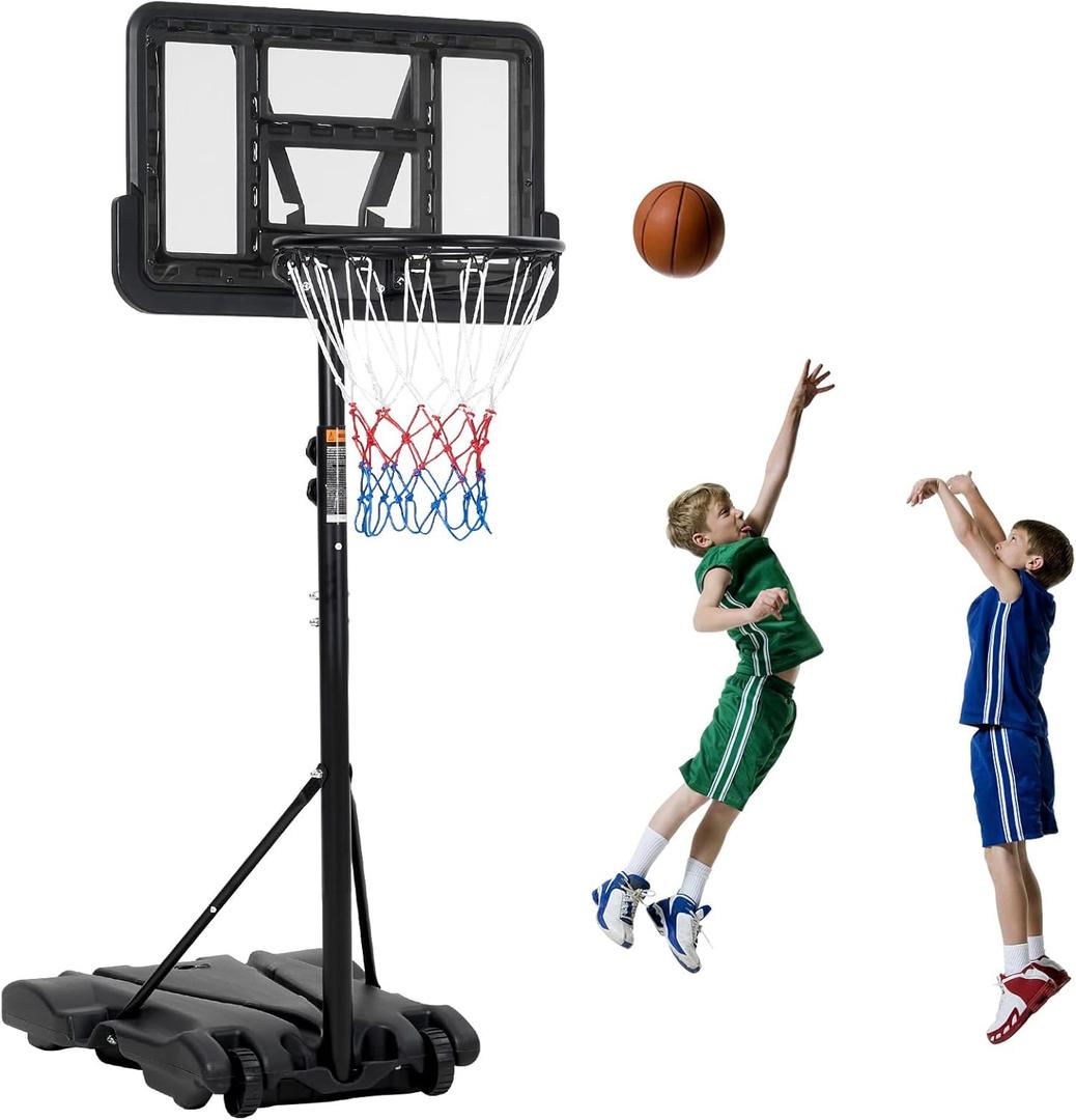 Kids Basketball Hoop,Outdoor Portable Adjustable Basketball Goal System w/ 2 Wheels, 5-7 FT Swimming Pool Basketball Hoop Outdoor 28in Backboard with Enlarged Base for Kids/Adults Indoor Outdoor 3+